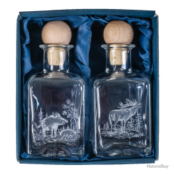 Lot cadeau flacons huile et vinaigre - Ref 21123-01 - Cadeau th&egrave;me chasse