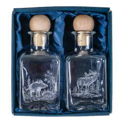 Lot cadeau flacons huile et vinaigre - Ref 21123-01 - Cadeau th&egrave;me chasse