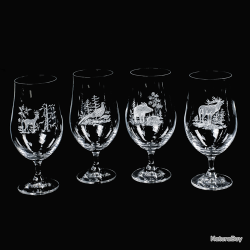 4 verres &agrave; bi&egrave;re Pils - Ref 21104-21 - Cadeau th&egrave;me chasse