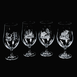 4 verres &agrave; bi&egrave;re Pils - Ref 21104-21 - Cadeau th&egrave;me chasse