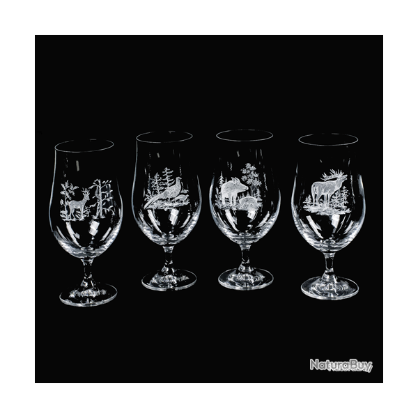 4 verres � bi�re Pils - Ref 21104-21 - Cadeau th�me chasse