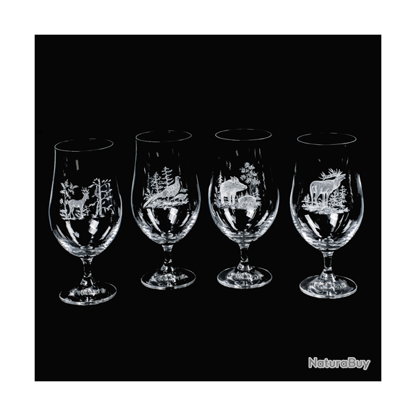 4 verres � bi�re Pils - Ref 21104-21 - Cadeau th�me chasse