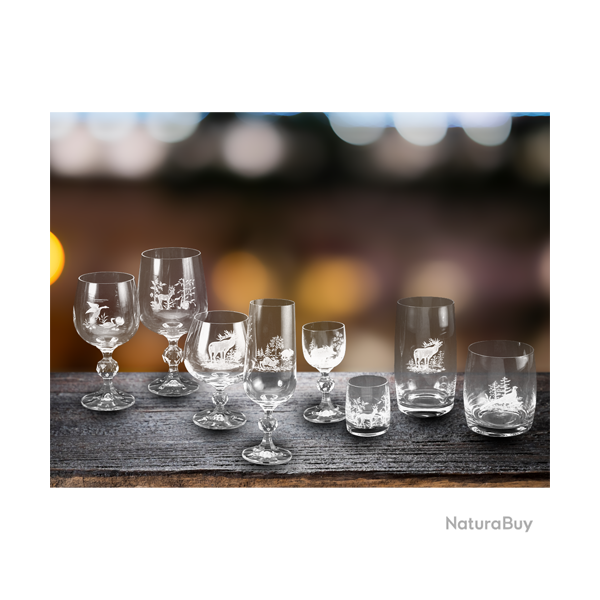 S�rie � Claudia � de verres en cristal de qualit� sup�rieure - Ref 21108-02 - Cadeau th�me chasse