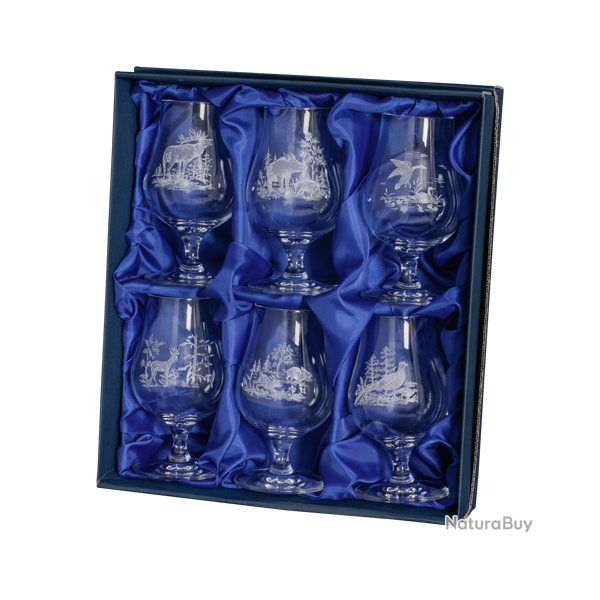 Verres en cristal en coffret cadeau - Ref 21121-07 - Cadeau th�me chasse