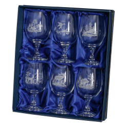 Verres en cristal en coffret cadeau - Ref 21121-06 - Cadeau th&egrave;me chasse