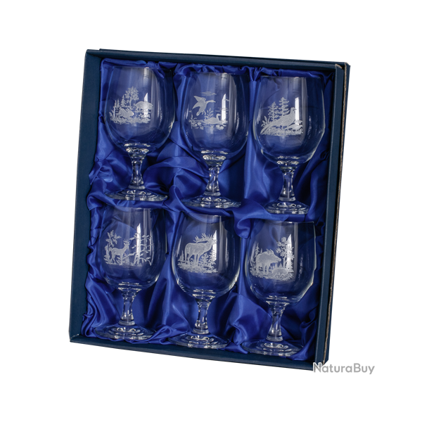 Verres en cristal en coffret cadeau - Ref 21121-06 - Cadeau th�me chasse