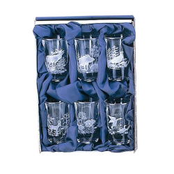 Verres &agrave; eau-de-vie en coffret cadeau - Ref 21104-02 - Cadeau th&egrave;me chasse