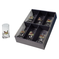 Verres &agrave; liqueur dans une bo&icirc;te cadeau - Ref 21104-09 - Cadeau th&egrave;me chasse