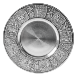 Assiette murale en &eacute;tain - Ref 36055-13 - Cadeau th&egrave;me chasse