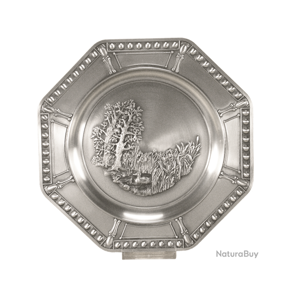 Assiette murale en �tain - Ref 36023-02 - Cadeau th�me chasse