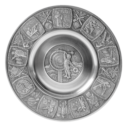 Assiette murale en &eacute;tain - Ref 36055-12 - Cadeau th&egrave;me chasse