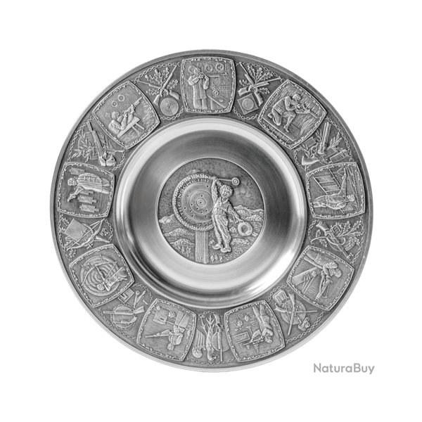 Assiette murale en �tain - Ref 36055-12 - Cadeau th�me chasse