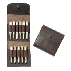 &Eacute;tui &agrave; cartouches en cuir de boeuf pleine fleur - Ref 32375-02 - &Eacute;quipement chasse robuste