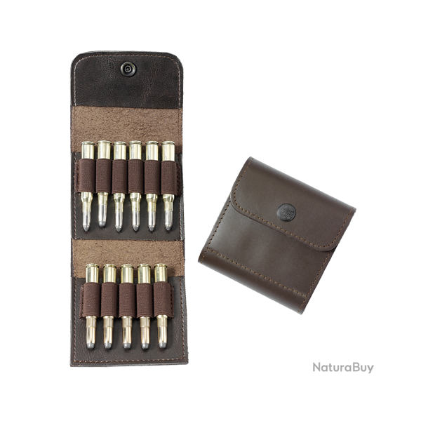 �tui � cartouches en cuir de boeuf pleine fleur - Ref 32375-02 - �quipement chasse robuste