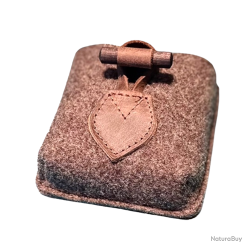 &Eacute;tui &agrave; cartouches en feutre de laine avec cuir - Ref 32375-56 - &Eacute;quipement chasse robuste