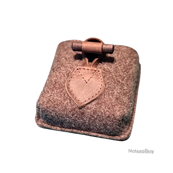 �tui � cartouches en feutre de laine avec cuir - Ref 32375-56 - �quipement chasse robuste
