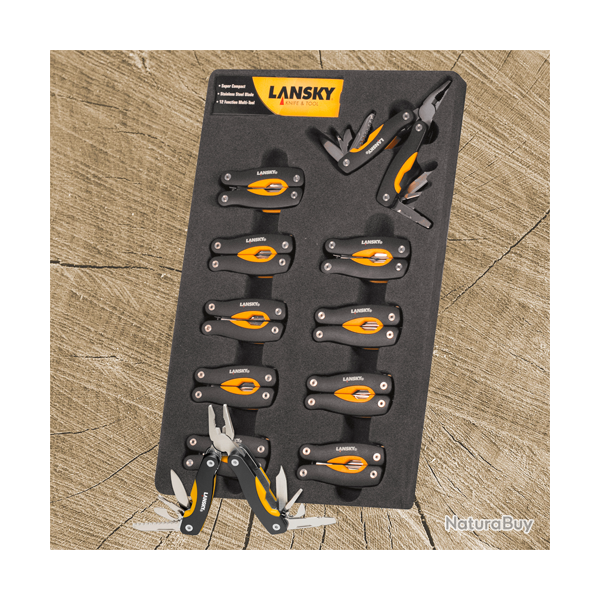 Pr�sentoir avec 10 multi-outils mini Lansky - Ref 23122-08 - Coutellerie de chasse premium