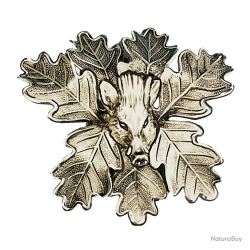 Lourde feuille massive de pr&eacute;sentation de d&eacute;fenses de sanglier - Ref 33326-04 - Pr&eacute;paration troph&eacute;e