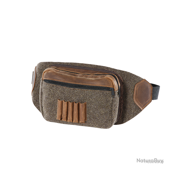 Sac banane en feutre de laine avec cuir - Ref 32303-03 - �quipement chasse robuste