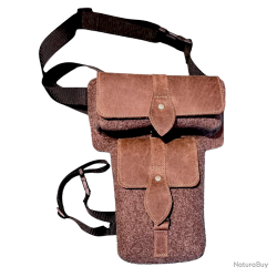 Sac de Jambe en feutre de laine avec cuir - Ref 32303-04 - &Eacute;quipement chasse robuste