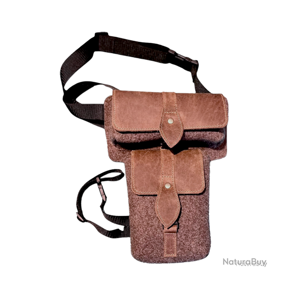 Sac de Jambe en feutre de laine avec cuir - Ref 32303-04 - �quipement chasse robuste