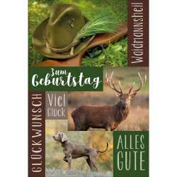 Carte d'anniversaire chasse - Ref 32501-16 - Cadeau th&egrave;me chasse