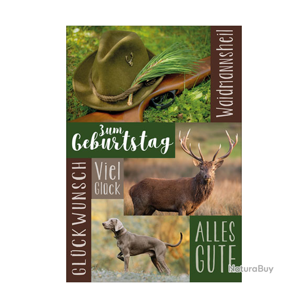 Carte d'anniversaire chasse - Ref 32501-16 - Cadeau th�me chasse