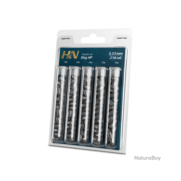 H&N 5 tubes d'�chantillons 5,5 mm 21, 23, 25, 27 et 30 gr - Ref 24060-11 - �quipement tir sportif