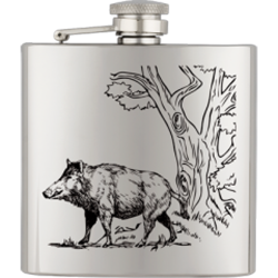 Flasques en acier inoxydable - Ref 32414-32 - Cadeau th&egrave;me chasse
