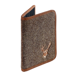&Eacute;tui pour permis de chasse en feutre de laine avec cuir - Ref 32450-08 - Cadeau th&egrave;me chasse