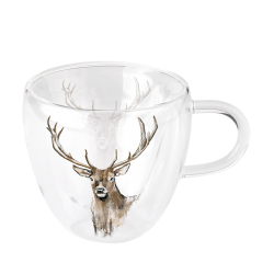 Verre &agrave; th&eacute; Deer - Ref 25202-19 - Cadeau th&egrave;me chasse