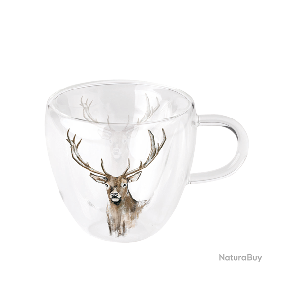 Verre � th� Deer - Ref 25202-19 - Cadeau th�me chasse