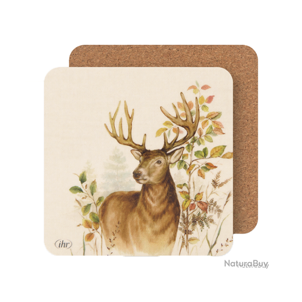 Dessous de verre Li�ge Cerf, 4 Morceaux - Ref 34400-05 - Cadeau th�me chasse