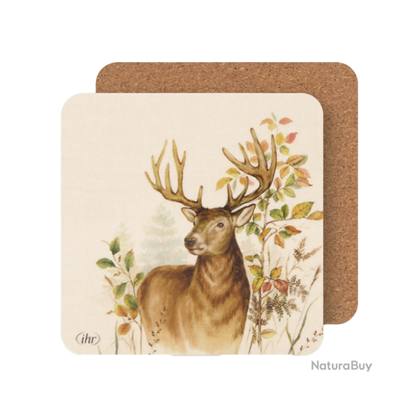 Dessous de verre Li�ge Cerf, 4 Morceaux - Ref 34400-05 - Cadeau th�me chasse