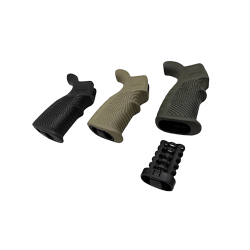 Poign&eacute;e caoutchout&eacute;e DLG Tactical AR-15 avec repose-main et empreinte digitale - Ref DLG-123