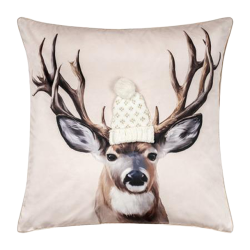 Housse de Coussin Reindeer Dor&eacute; - Ref 26103-20 - Cadeau th&egrave;me chasse