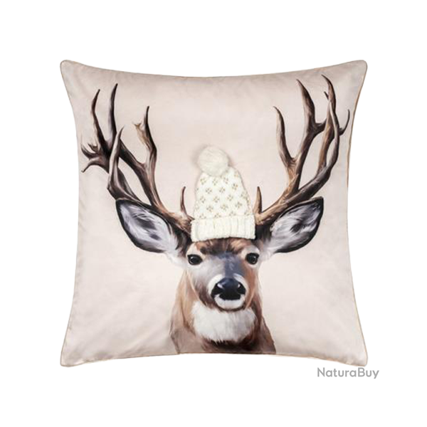Housse de Coussin Reindeer Dor� - Ref 26103-20 - Cadeau th�me chasse