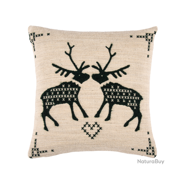 Housse de Coussin Kiss Sable-Vert - Ref 26103-22 - Cadeau th�me chasse