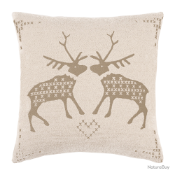 Housse de Coussin Kiss Blanc-Sable - Ref 26103-23 - Cadeau th&egrave;me chasse