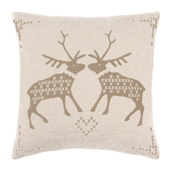 Housse de Coussin Kiss Blanc-Sable - Ref 26103-23 - Cadeau th&egrave;me chasse