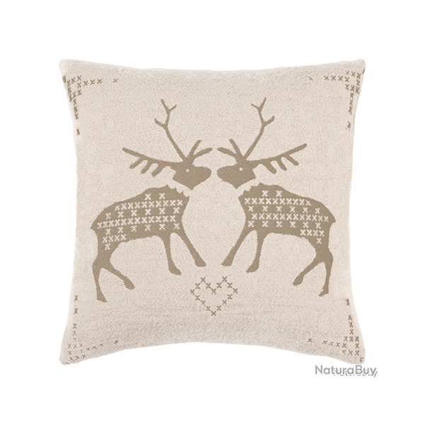 Housse de Coussin Kiss Blanc-Sable - Ref 26103-23 - Cadeau th�me chasse