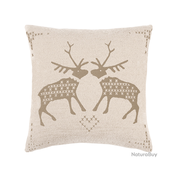 Housse de Coussin Kiss Blanc-Sable - Ref 26103-23 - Cadeau th�me chasse