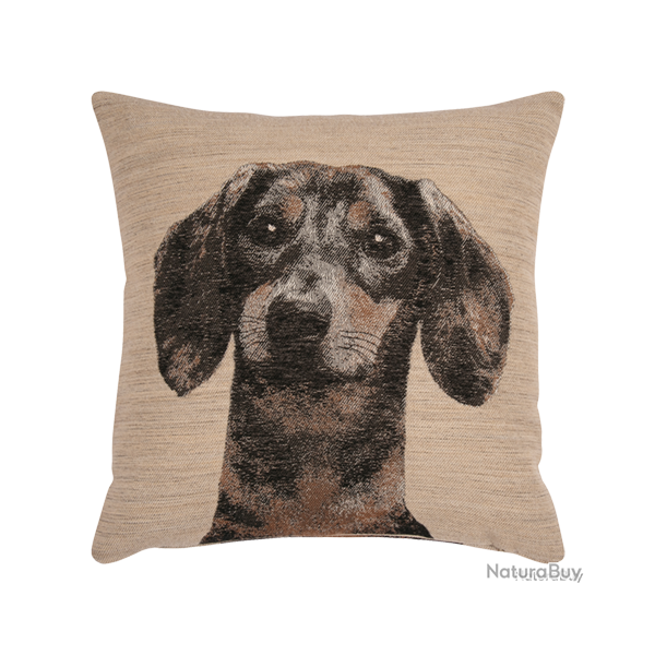 Housse de Coussin Puppies Sable - Ref 26103-33 - Cadeau th�me chasse