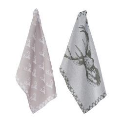 Torchon de cuisine Deer Olive - Ref 26103-70 - Cadeau th&egrave;me chasse