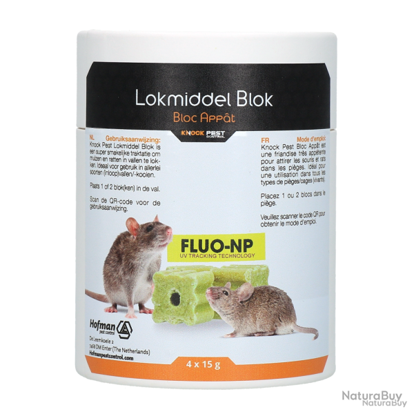 Knock Pest Traktatie Block voor muis&rat Fluo-NP - Ref KNOC0207 - EAN 8716759609365 - Livraison rapi