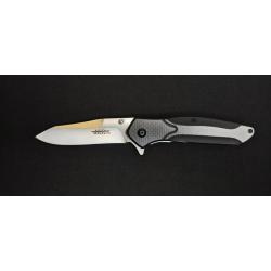 Couteau Pliant JKR-PRO 10001 EDC - Manche Fibre de Carbone & G10 - Lame D2 Reverse Tanto