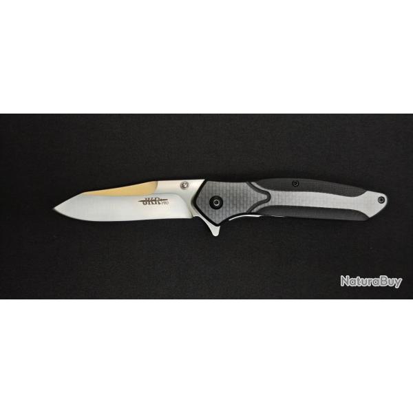 Couteau Pliant JKR-PRO 10001 EDC - Manche Fibre de Carbone & G10 - Lame D2 Reverse Tanto