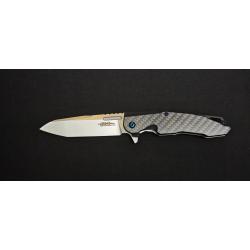 Couteau Pliant JKR-PRO 10004 - Manche en Fibre de Carbone - Lame D2 Drop Point - Flipper