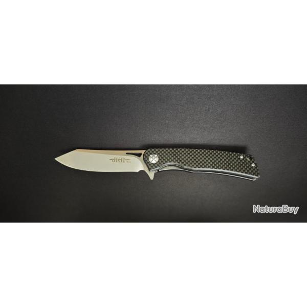 Couteau Pliant JKR-PRO 10008 - Manche Fibre de Carbone & G10 - Lame D2 Spey