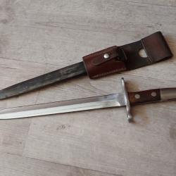 946991 Baionnette Suisse pour fusil Rubin Schmidt Mdle K11 ou K31. Mdle 1918. Avec porte fourreau